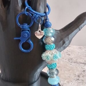Blue Beaded Keychain/Bag Charm
